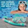 imageKids Snorkel Set Dry Top Snorkel Mask Snorkeling Gear for Kids Boys Girls Youth No Leak Comfy Mouthpiece AntiFog 180 Panoramic View Scuba Diving Swim Pool Equipment Snorkel KitGreen