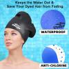 imageSwim Cap Long Hair 2 Pack Swimming Caps for Women Silicone Swim Caps Keep Hair Dry Waterproof Comfortable Flexible Durable Bathing Cap TearProof Design Large Women Adult Swimming Cap 10 Years GirlsBlack  Blue