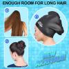 imageSwim Cap Long Hair 2 Pack Swimming Caps for Women Silicone Swim Caps Keep Hair Dry Waterproof Comfortable Flexible Durable Bathing Cap TearProof Design Large Women Adult Swimming Cap 10 Years GirlsBlack  Blue
