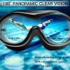 imageSwim Goggles No Leaking AntiFog Pool Goggles Swimming Goggles for Adult Men Women Youth UV Protection 180 Clear VisionBlack With Mirrored Aqua