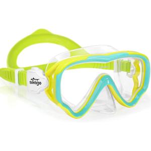 imageSeago Kids Swim Goggles Snorkel Diving Mask for Youth515 AntiFog 180 Clear ViewYellow  Green
